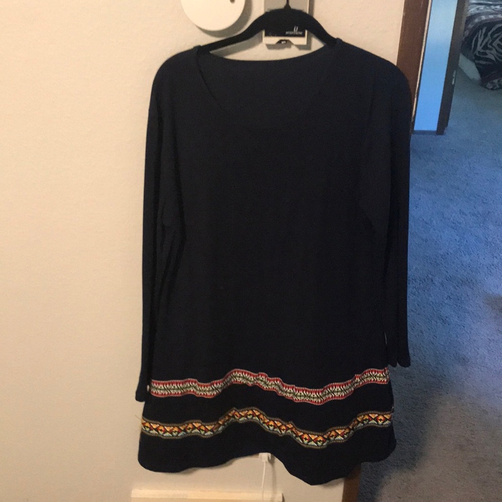 Long sleeve mini dress. Great with boots.
